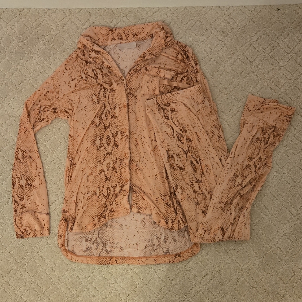 Rachel Parcell Peach Snake Print Pajama Set